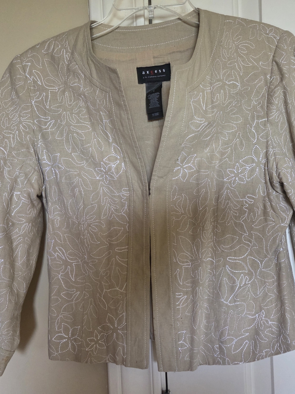 Axcess by Liz Claiborne Light Beige Embroidered Blazer